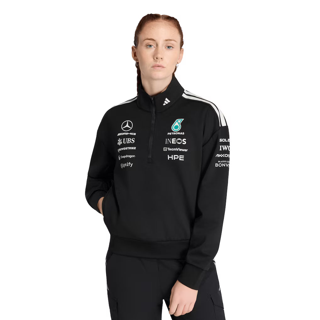 Mercedes-AMG Petronas adidas F1 2026 Team 1/4 Zip Black Women's Pullover | Official Formula 1 Apparel