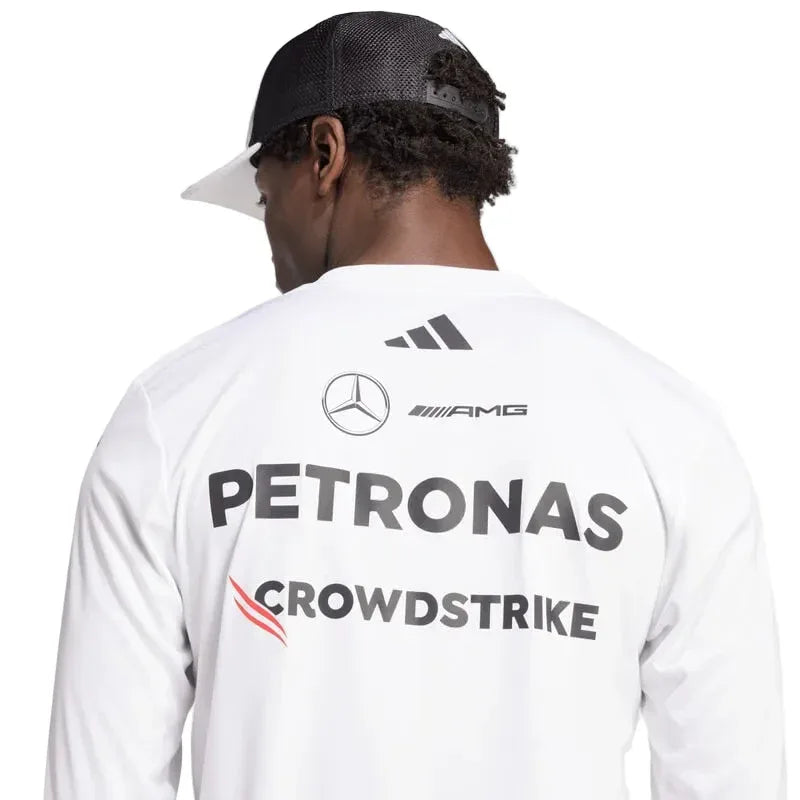 Mercedes-AMG F1 adidas 2025 Long Sleeve Driver T-shirt white - Rustle Racegear