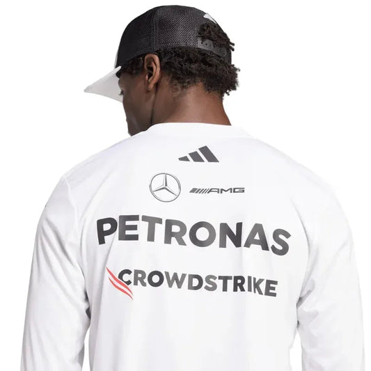 Mercedes-AMG F1 adidas 2025 Long Sleeve Driver T-shirt white - Rustle Racegear