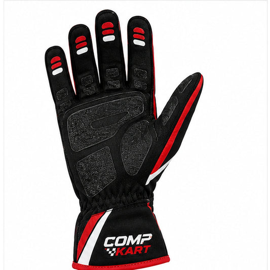 Comp Kart Racing Gloves Black Red & White – Professional Go Kart Gloves