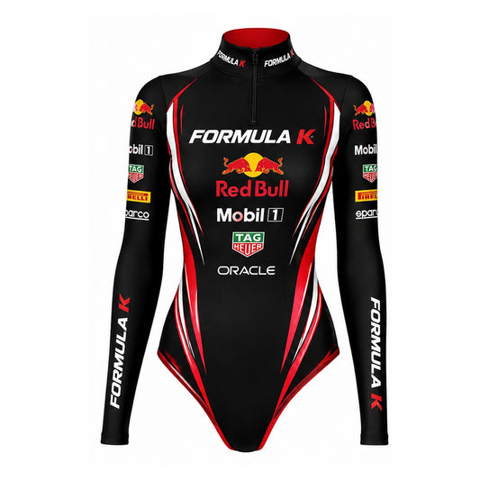 Formula K Women’s Racing Bodysuit Black Red – Karting Motorsport Suit