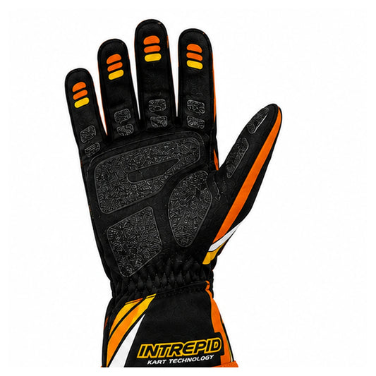 Intrepid Kart Racing Gloves Black Orange & Yellow – Professional Go Kart Gloves