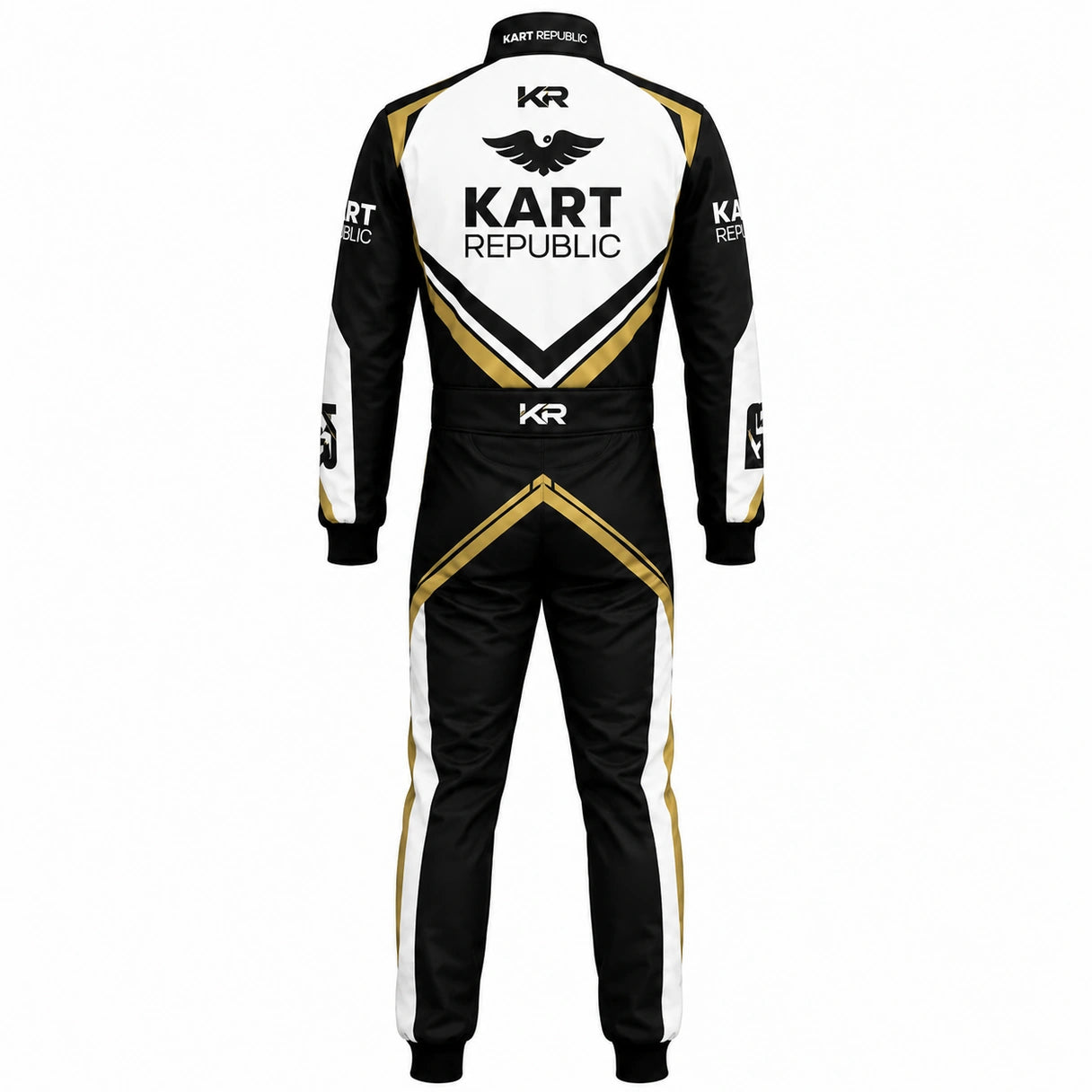 Kart Republic Racing Kart Suit Black White Gold – Professional Karting Race Suit