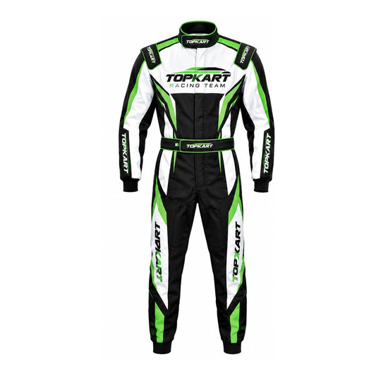 TopKart Racing Suit Black Green White | Professional Karting Suit
