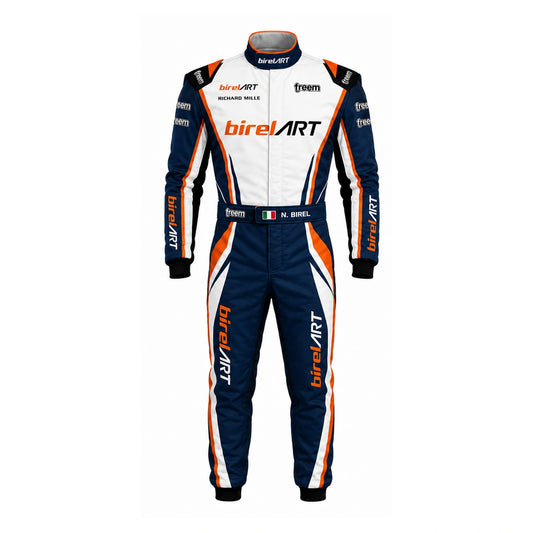 BirelART Navy Blue & Orange Karting Racing Suit – Custom Go Kart Suit