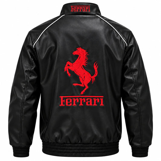 Ferrari Racing Leather Jacket – Vintage F1 Motorsport Jacket
