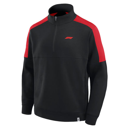 Formula 1 Classic Half Zip Sweat Top Black Red Unisex F1 Pullover Sweatshirt Premium Motorsport Casual Jacket