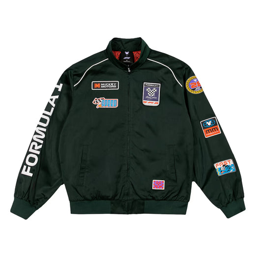 Formula 1 x Disney Fuel Racing Jacket Green Unisex | F1 Mickey Motors Full-Zip Racing Jacket