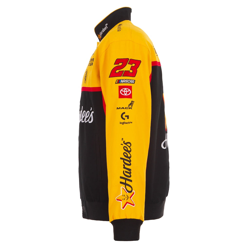Men's Bubba Wallace JH Design Black 2026 Hardee's Full-Snap Twill Racing Jacket | Official NASCAR Team Jacket