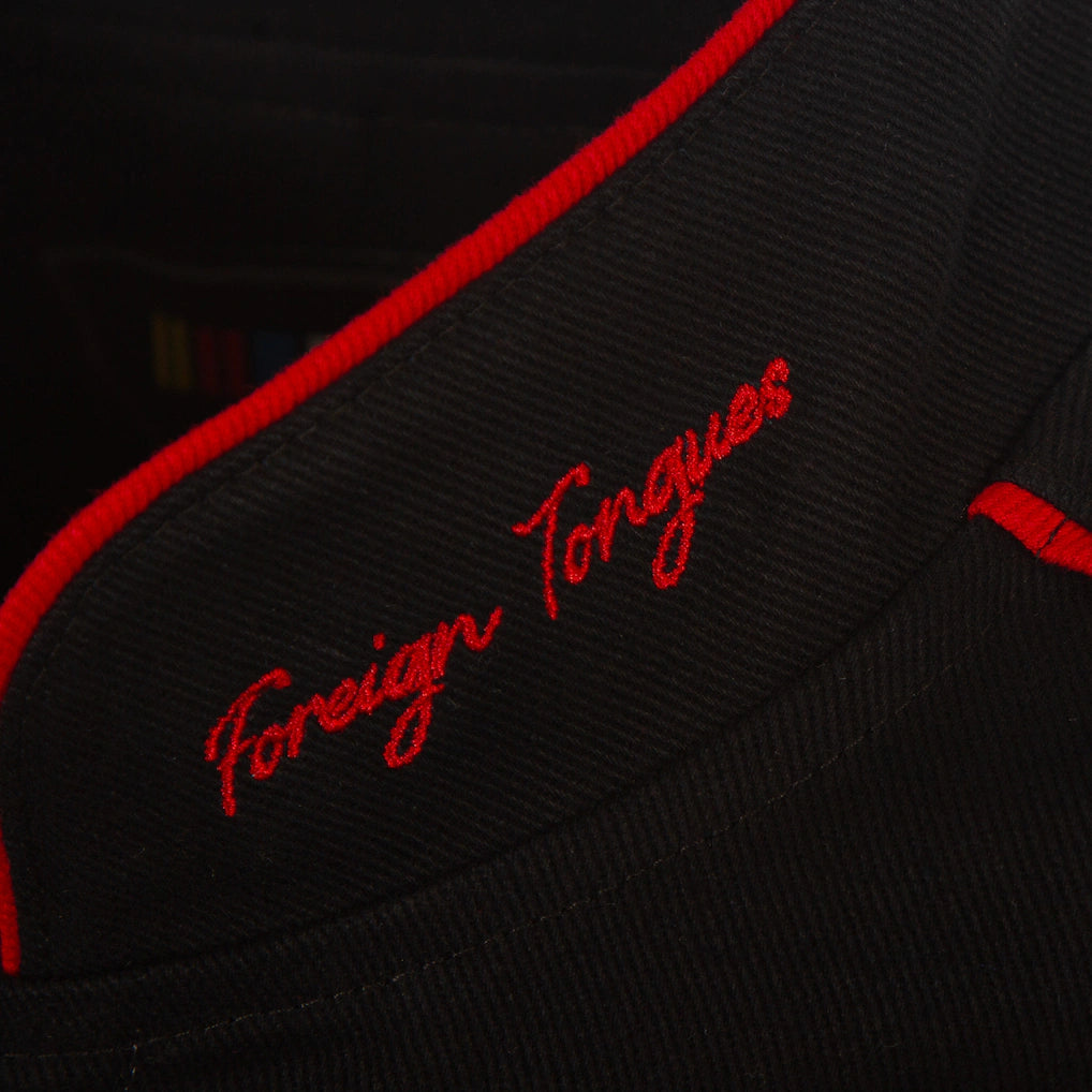 Men's JH Design Black Rolling Stones x NASCAR Full-Snap Twill Racing Jacket | Official Motorsport Varsity Jacket