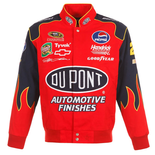 Men's Jeff Gordon JH Design Red DuPont Twill Driver Uniform Full-Snap Jacket | Official NASCAR Racing Jacket