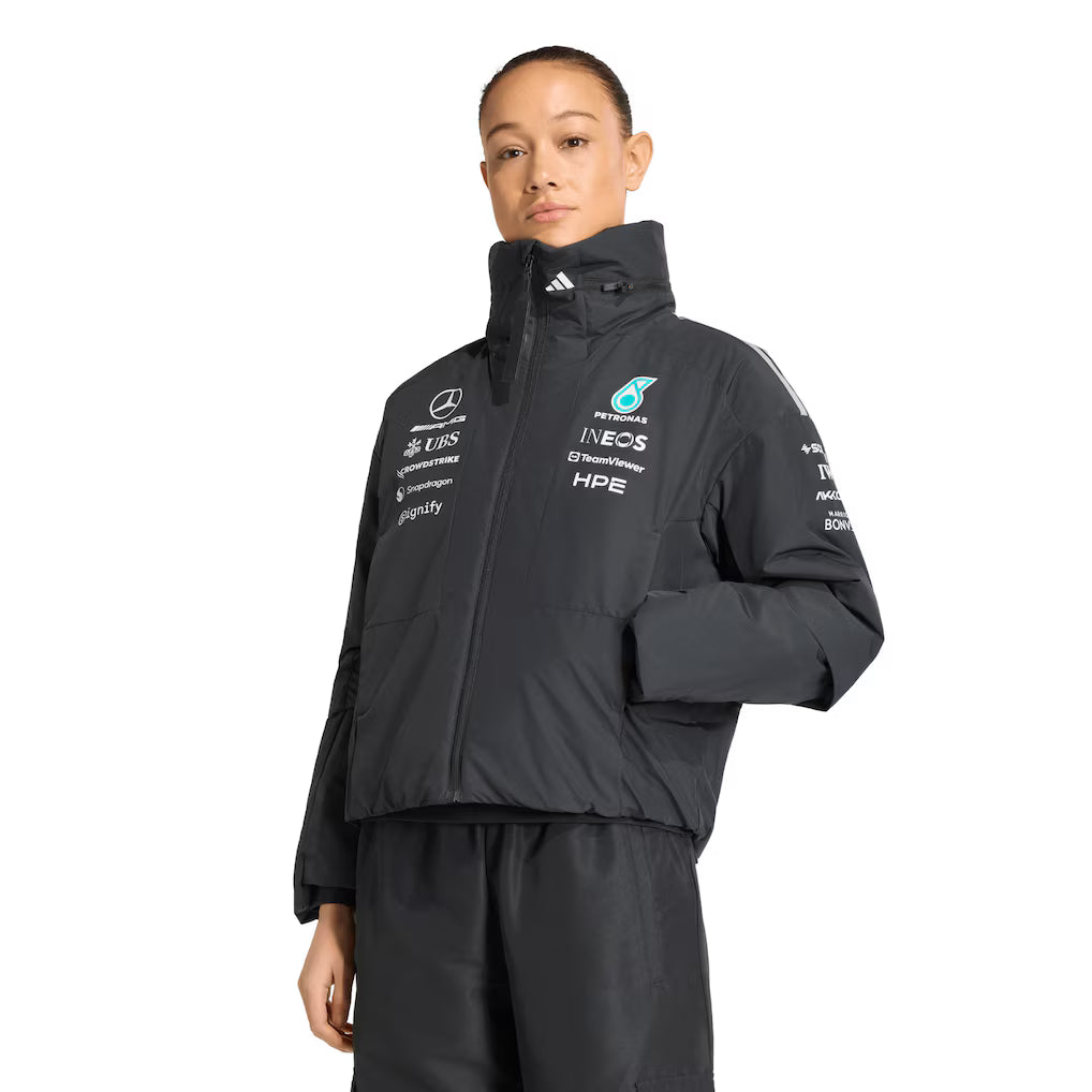 Mercedes AMG Petronas adidas F1 Team Replica Crop Jacket Black Women's Formula 1 Racing Jacket