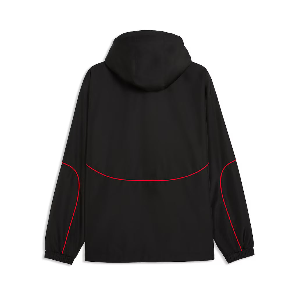 Scuderia Ferrari Puma Black Rain Jacket | Official Ferrari F1 Hooded Waterproof Jacket