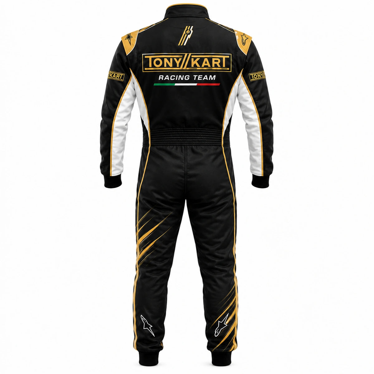 Tony Kart Racing Suit Black Gold White | Professional Go Kart Racing Suit