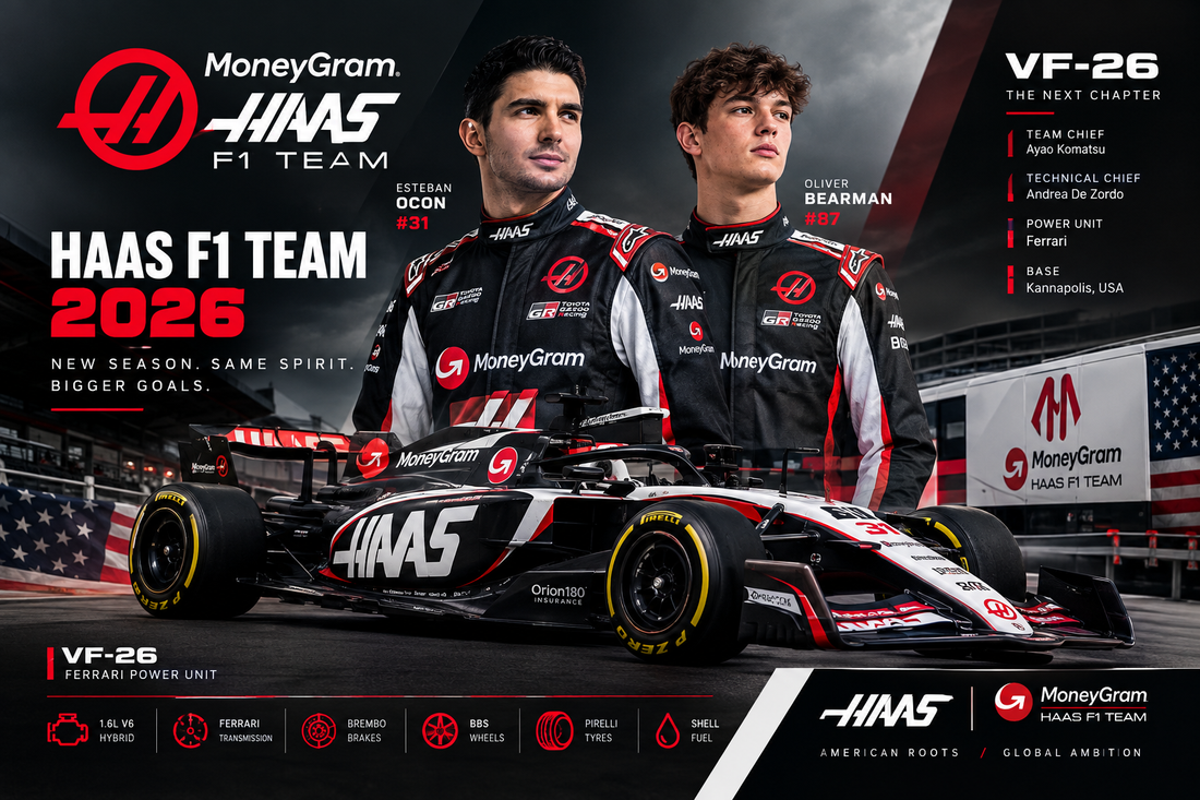 Haas F1 Team 2026 VF-26 Formula 1 racing car with Haas drivers