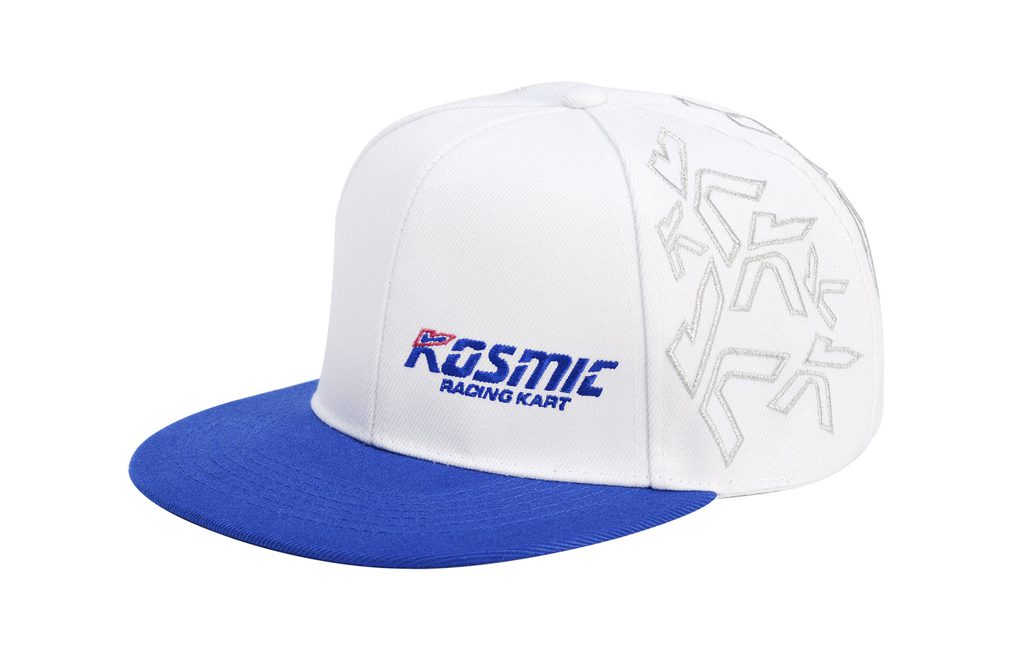 Kosmic Kart Racing Cap White Blue, Karting Team Snapback Hat, Motorsport Driver Cap, Racing Fan Hat