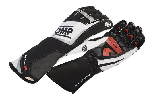 OMP KS-1R Karting Gloves – Black White Red Racing & Motorsport Gloves