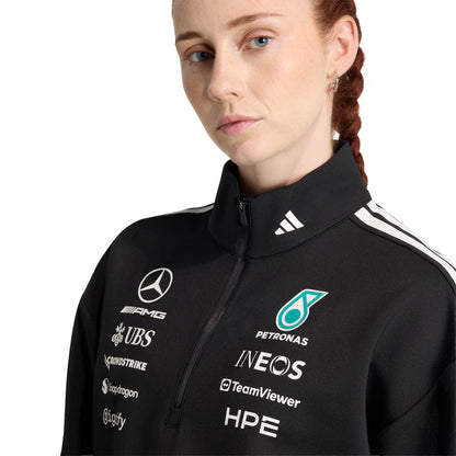 Mercedes-AMG Petronas adidas F1 2026 Team 1/4 Zip Black Women's Pullover | Official Formula 1 Apparel