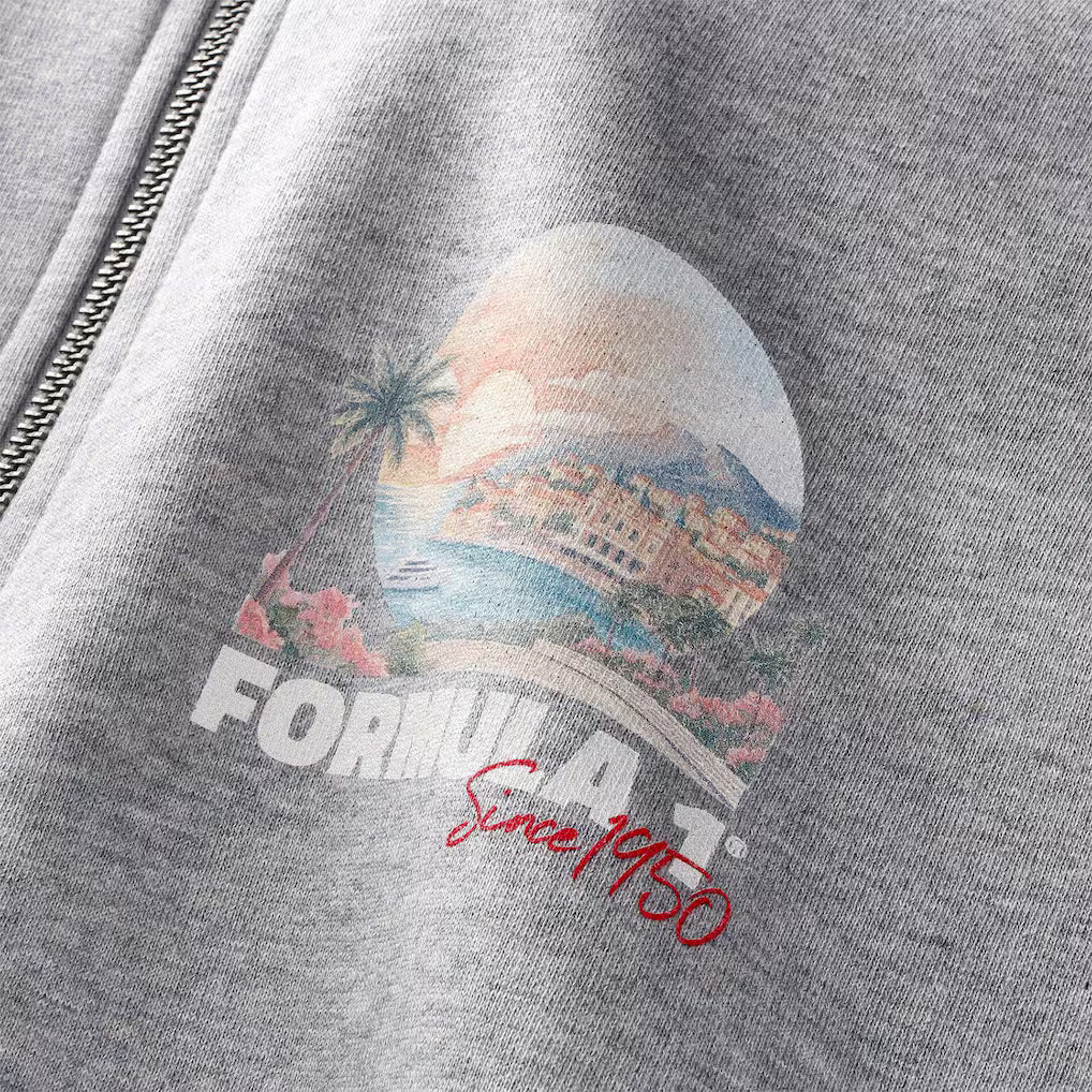 Formula 1 Retro Graphic 1/4 Zip Sweatshirt Replica | Grey Vintage F1 Quarter Zip Pullover