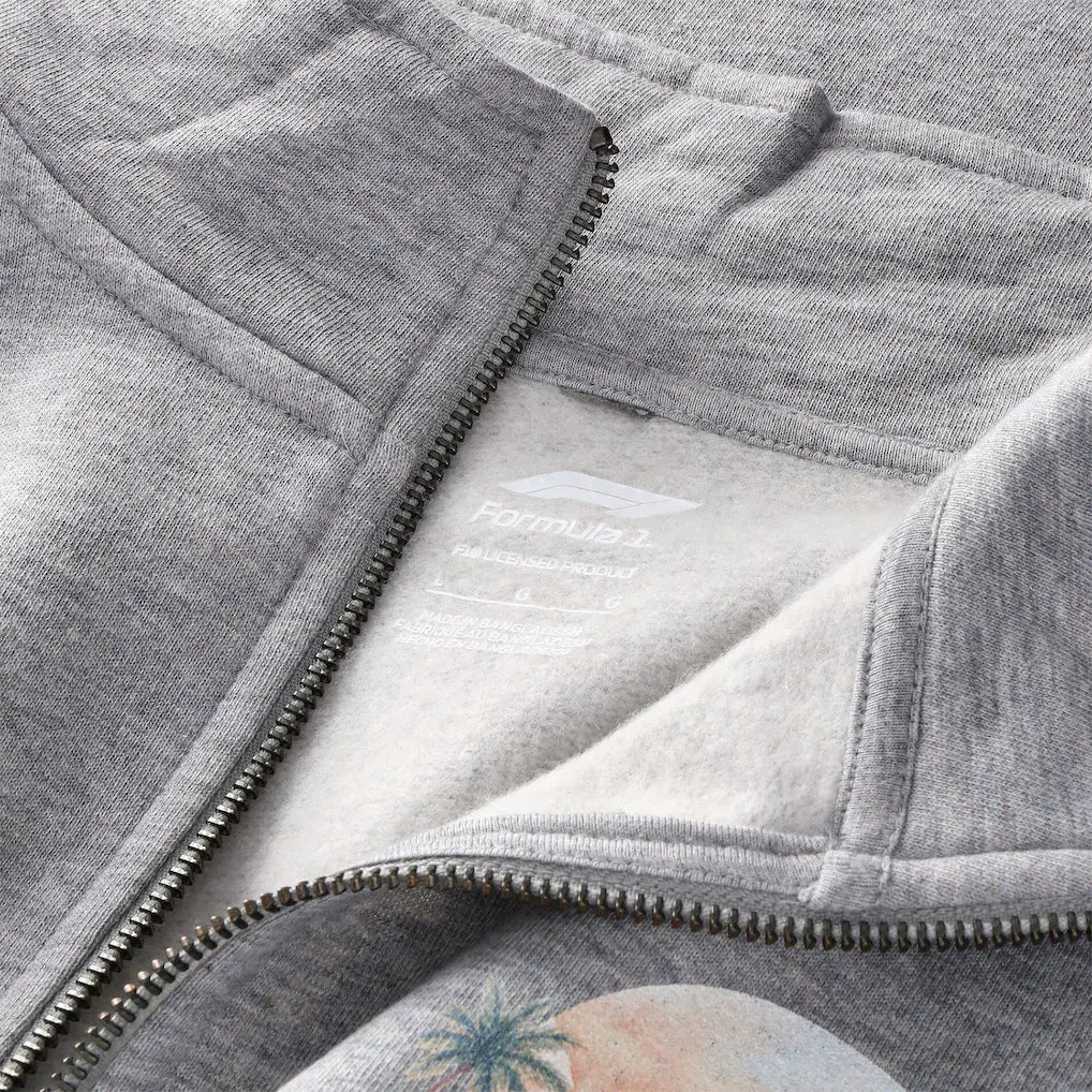 Formula 1 Retro Graphic 1/4 Zip Sweatshirt Replica | Grey Vintage F1 Quarter Zip Pullover
