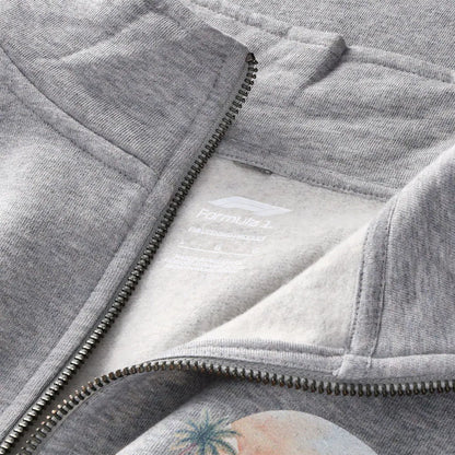 Formula 1 Retro Graphic 1/4 Zip Sweatshirt Replica | Grey Vintage F1 Quarter Zip Pullover