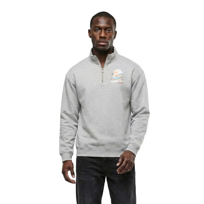 Formula 1 Retro Graphic 1/4 Zip Sweatshirt Replica | Grey Vintage F1 Quarter Zip Pullover