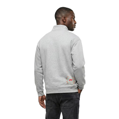 Formula 1 Retro Graphic 1/4 Zip Sweatshirt Replica | Grey Vintage F1 Quarter Zip Pullover