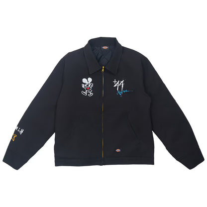 +44 Steadman Stars Zip Up Quilted Jacket Replica | Lewis Hamilton Unisex Black Motorsport Jacket