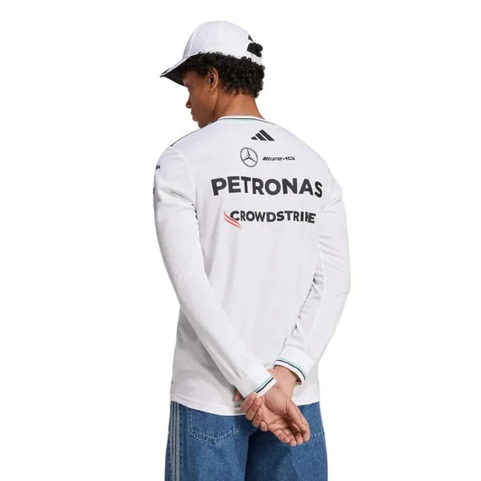 Mercedes-AMG F1 adidas 2025 Authentic Long Sleeve Driver T-shirt white - Rustle Racegear