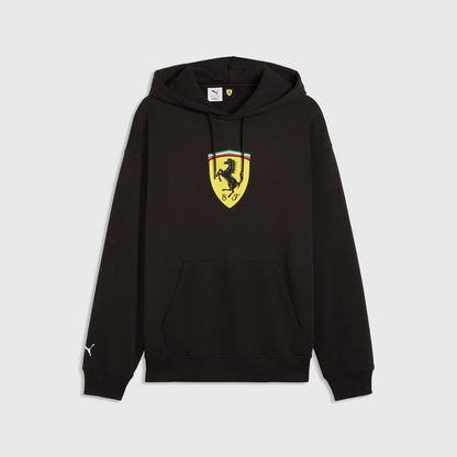 Black hoodie with Ferrari logo on a light gray background