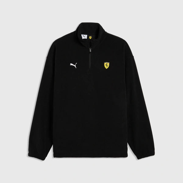 Navy long-sleeve shirt with a quarter zip on a white background