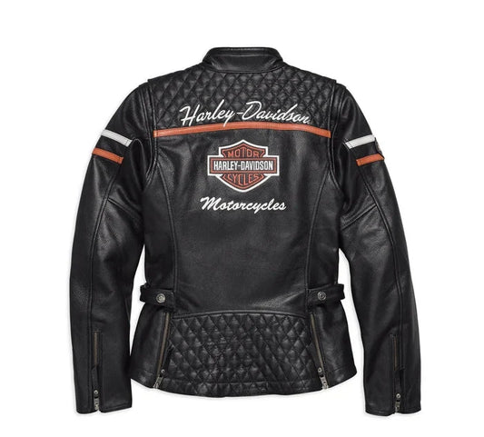 Harley Davidson Style Leather Biker Jacket