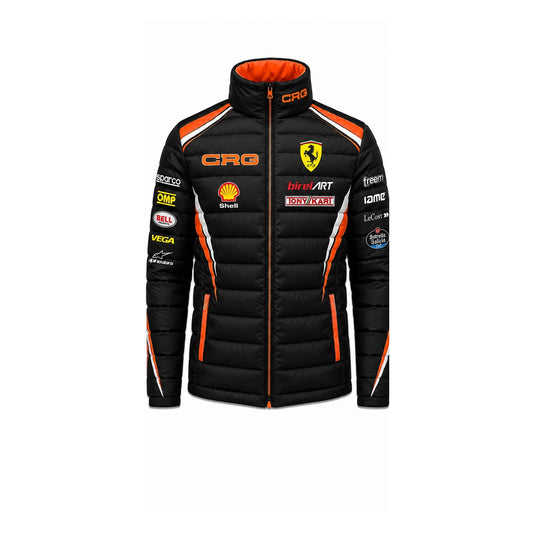 CRG Black Orange Racing Puffer Jacket – Karting Motorsport Jacket
