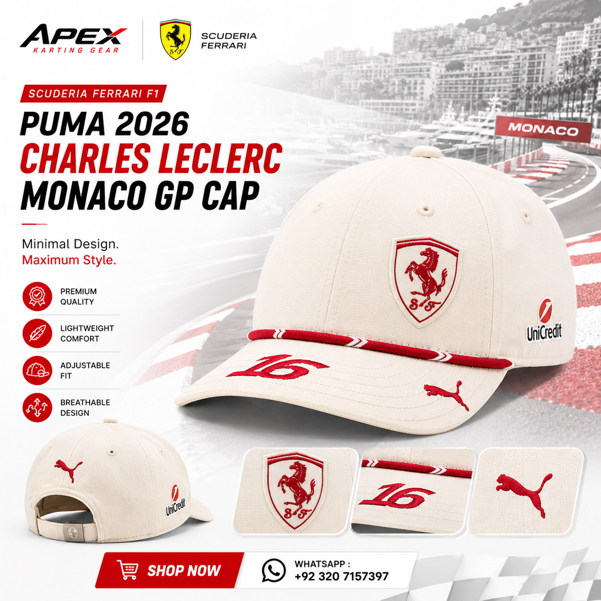 Scuderia Ferrari F1 PUMA 2026 Charles Leclerc Monaco GP Cap