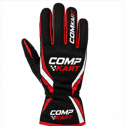 Comp Kart Racing Gloves Black Red & White – Professional Go Kart Gloves