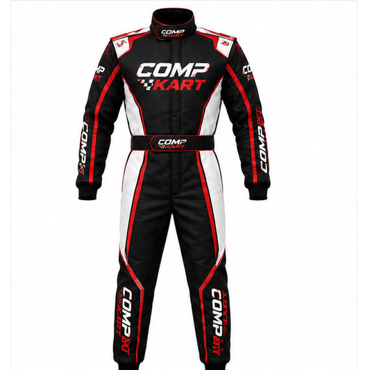 Comp Kart Racing Suit Black Red & White – Professional Go Kart Racing Suit