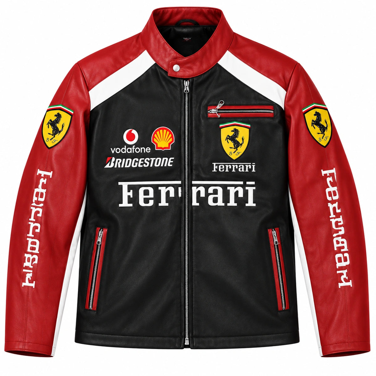 Ferrari racing leather jacket front view
