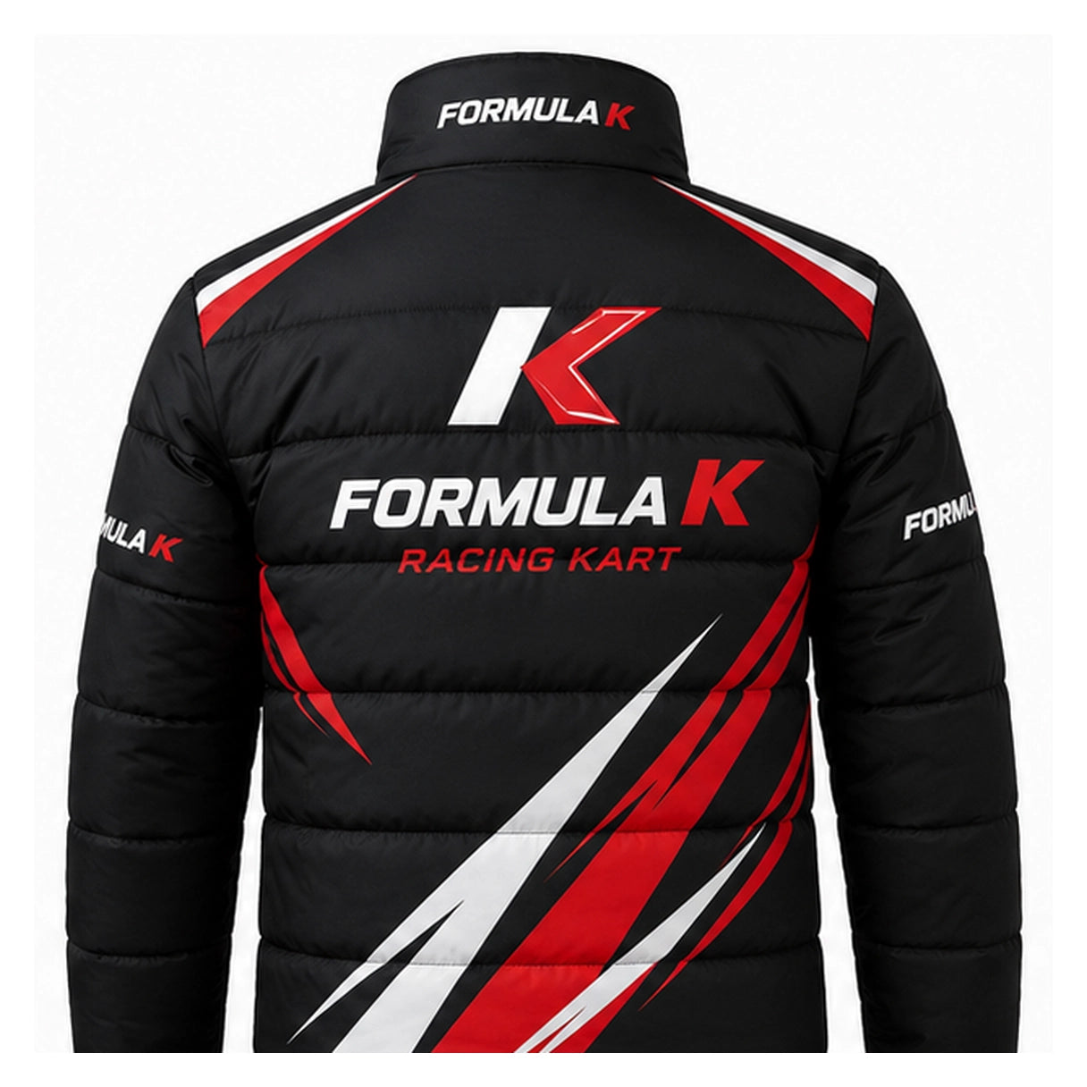 Formula K Racing Puffer Jacket Black Red White – Karting Motorsport Jacket
