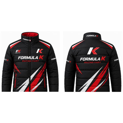 Formula K Racing Puffer Jacket Black Red White – Karting Motorsport Jacket