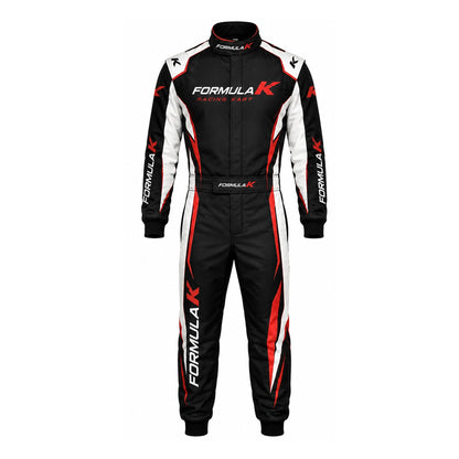 Formula K Racing Suit Black Red White – Go Kart Racing Suit