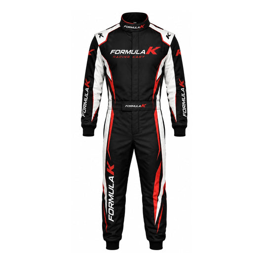 Formula K Racing Suit Black Red White – Go Kart Racing Suit