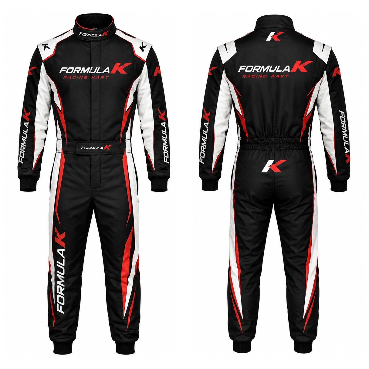 Formula K Racing Suit Black Red White – Go Kart Racing Suit