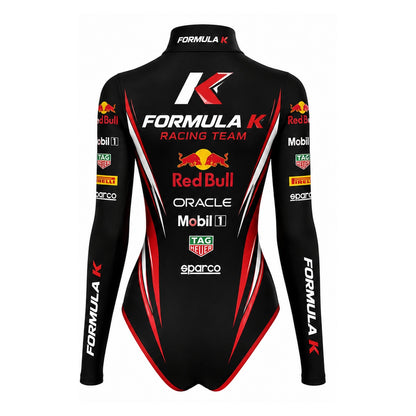 Formula K Women’s Racing Bodysuit Black Red – Karting Motorsport Suit