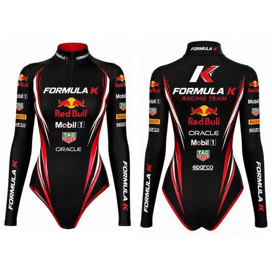 Formula K Women’s Racing Bodysuit Black Red – Karting Motorsport Suit
