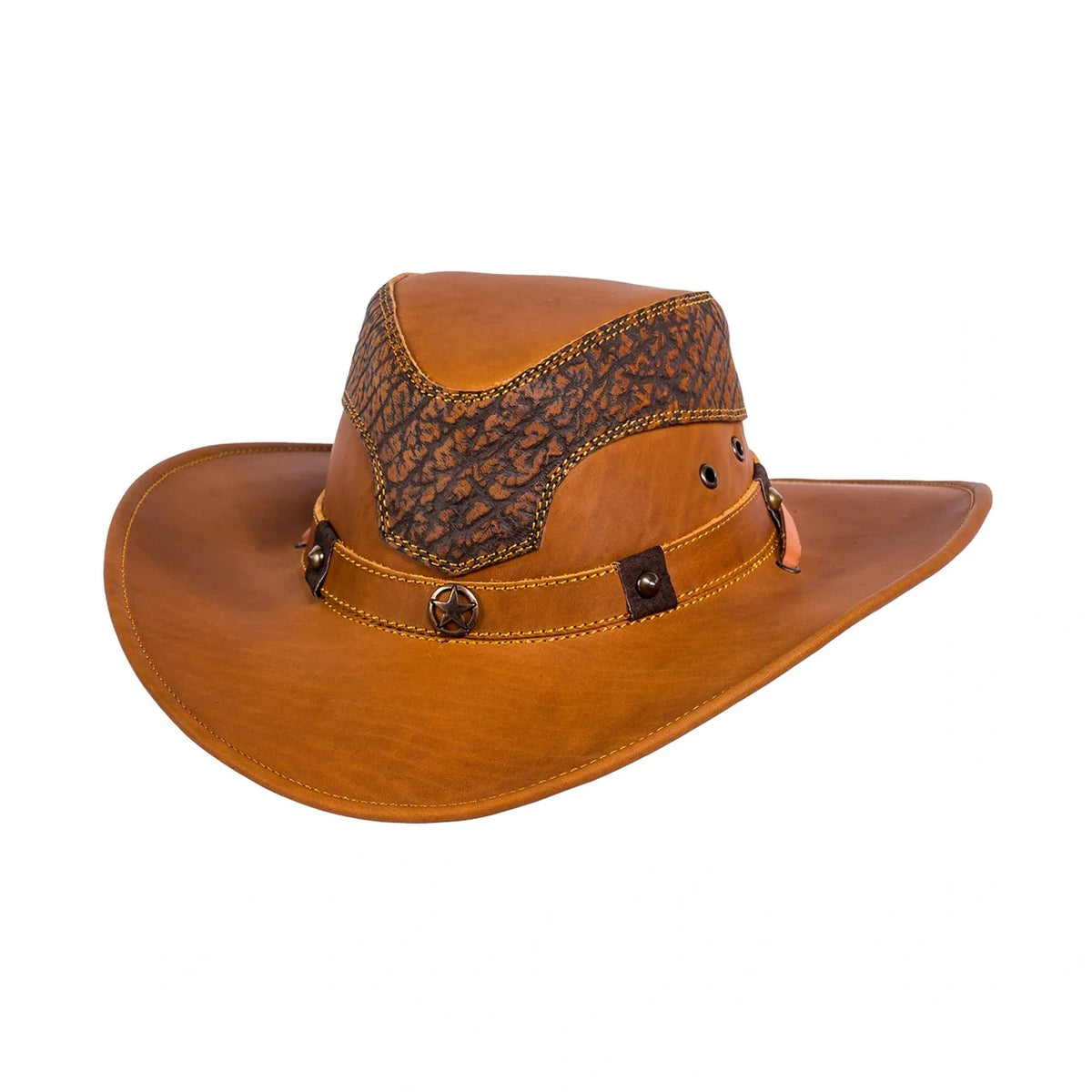 Premium Leather Cowboy Hat – Western Outback Hat with Decorative Band