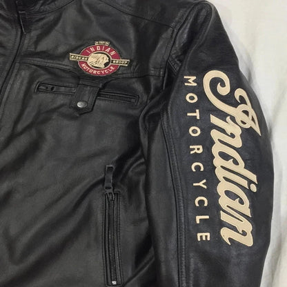 Indian Motorcycle Leather Jacket for Men – Vintage Biker Riding Jacket