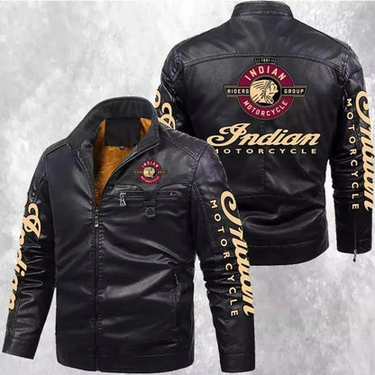 Indian Motorcycle Leather Jacket for Men – Vintage Biker Riding Jacket