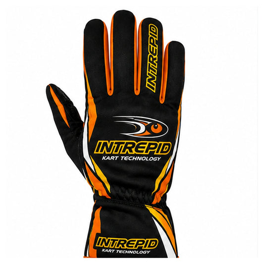 Intrepid Kart Racing Gloves Black Orange & Yellow – Professional Go Kart Gloves