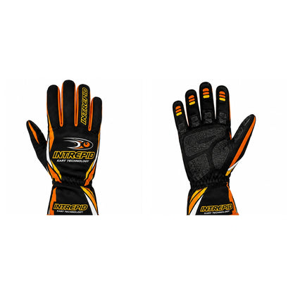 Intrepid Kart Racing Gloves Black Orange & Yellow – Professional Go Kart Gloves