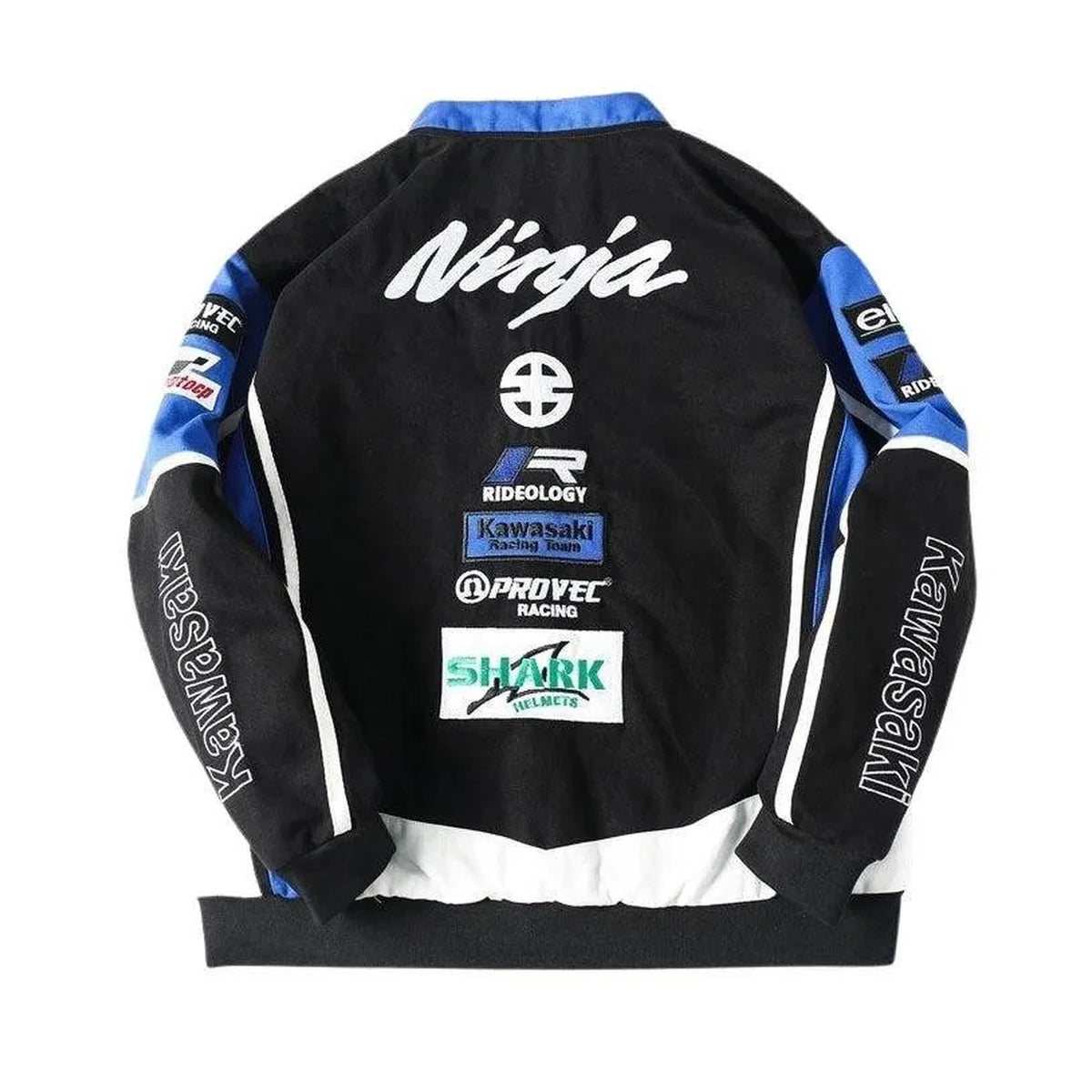 Kawasaki Motorcycle Racing Leather Jacket Black Blue | Men's Riding Jacket